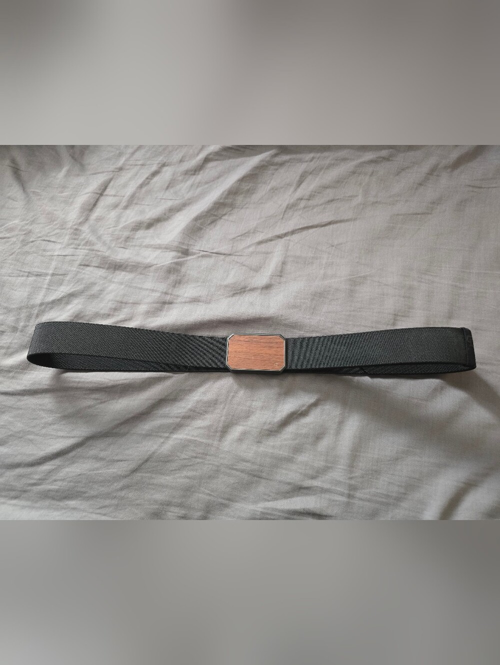 Groove Life Black Elastic Belt with Wooden Accent Buckle
